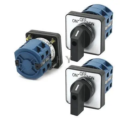 

3Pcs 660V 25A 2-Pole 3-Position Momentary Square Rotary Changeover Switch