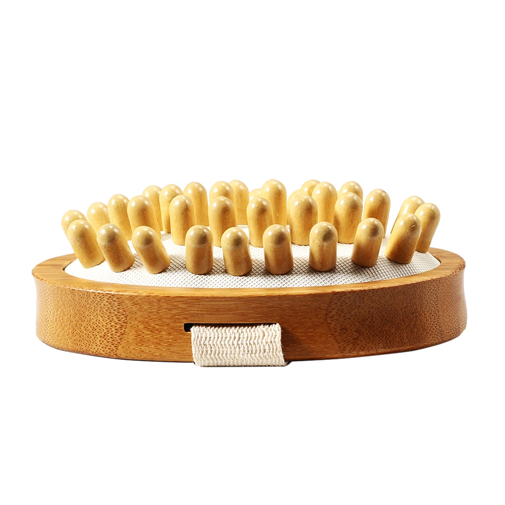 Anti Cellulite Wooden Massage Brush Fat Remover Massager with Hand Strap Portable Pocket Size, Good with or without Creams