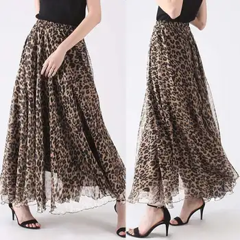 

ZANZEA Summer Long Skirt Women Elastic Waist Bohemian Leopard print Skirts Female Party Beach Skirts Sexy Vestido Faldas Jupe