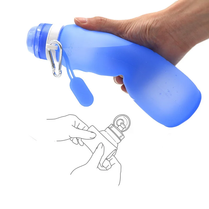 24x6 см Складная бутылка для воды для напитков Складная Силиконовая Спортивная бутылка для воды BPA бесплатно для путешествий портативный велосипедный чайник Garrafa