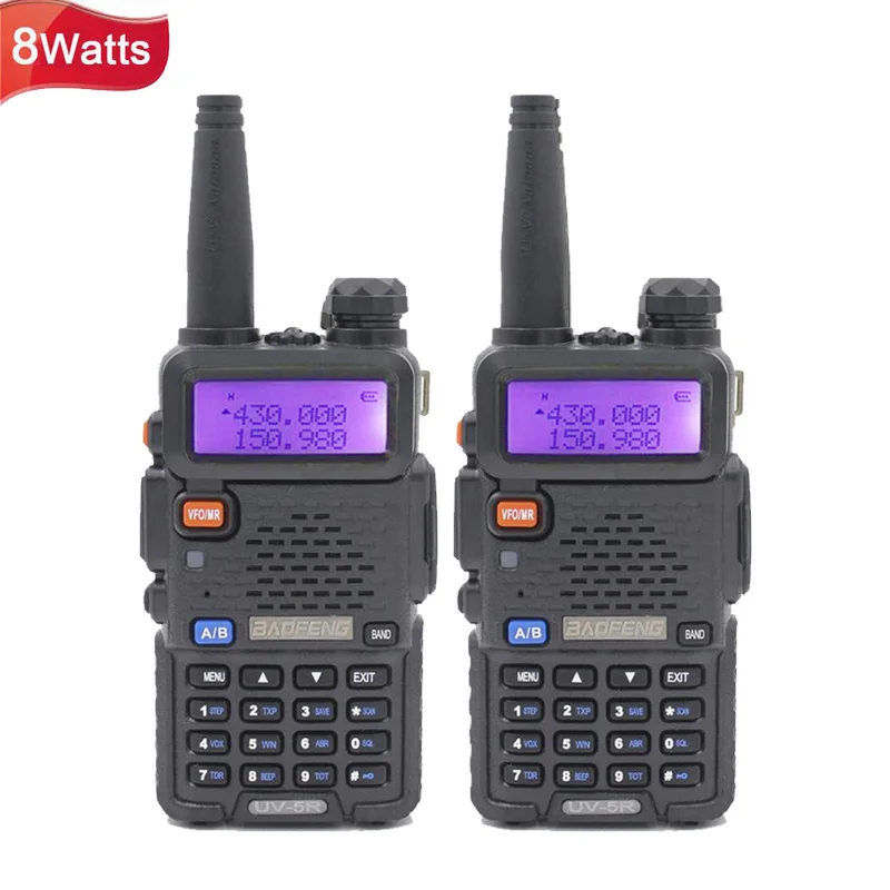 UV-5R-8W-2pcs 2 шт./лот BaoFeng 8 Вт двухдиапазонное двухстороннее радио UV-5R рация 8 Вт 128CH UHF VHF FM VOX Pofung UV-5R радио с двойным дисплеем - Цвет: UV-5R-8W-2pcs