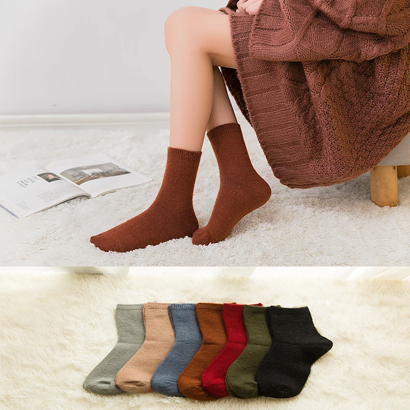 Зимние шерстяные женские носки, сохраняющие тепло, удобные, простые, атмосферные, модные носки