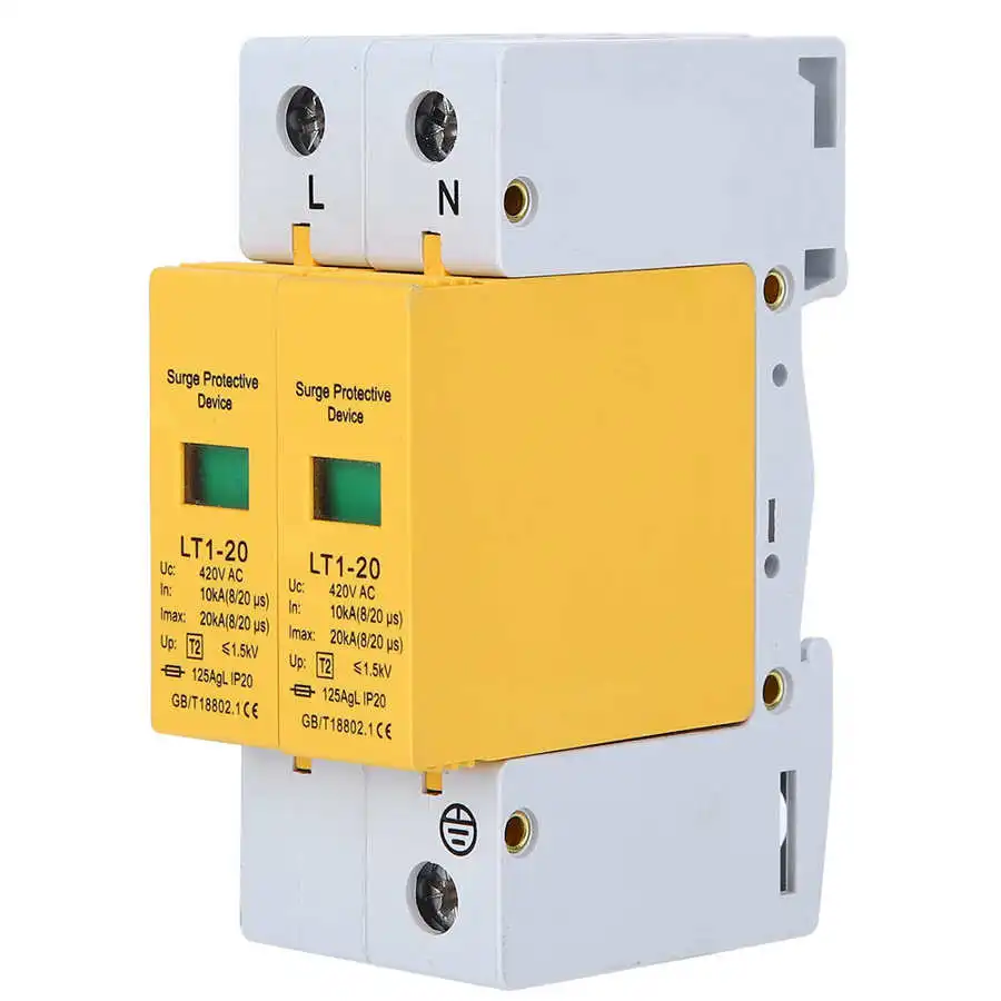 

2P Surge Protection Device Yellow Module LT1-20 20ka Anti-Thunder Modular Appliances