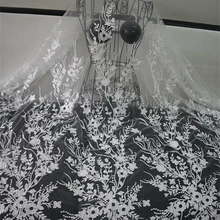 5 ярдов вышивка ретро Цветочная кружевная ткань, слоновая кость вышитые кружевные ткани, слоновая кость свадебная кружевная ткань