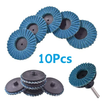

10pcs Set Mini 2" 50mm Quick Change Sanding Discs 60 Grits For Metal Polishing Good Self-sharpness