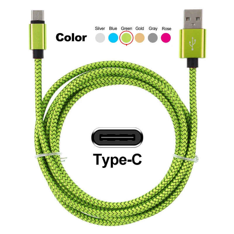 Кабель usb type C для samsung S10 S9 S8 Быстрая зарядка type-C мобильный телефон зарядный провод USB C кабель для Xiaomi Mi9 A2 Redmi Note 7 - Цвет: green