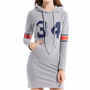 

Womens hot autumn winter hooded pullover Slim casual bag hip long sleeve lady long hoodies