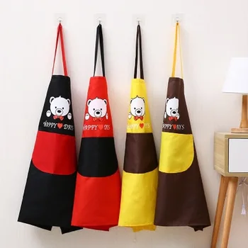 

Home Apron Waterproof and Antifouling Can Wipe Hands Korean Creative Bear Hanging Neck Wipe Towel Apron Family Kitchen Supplies