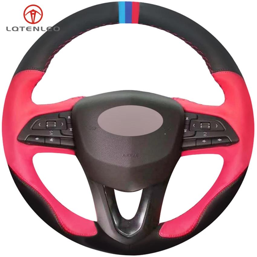 LQTENLEO Black Suede Red Leather DIY Hand-stitched Car Steering Wheel Cover For Cadillac XT4 2017 2018 2019 | Автомобили и