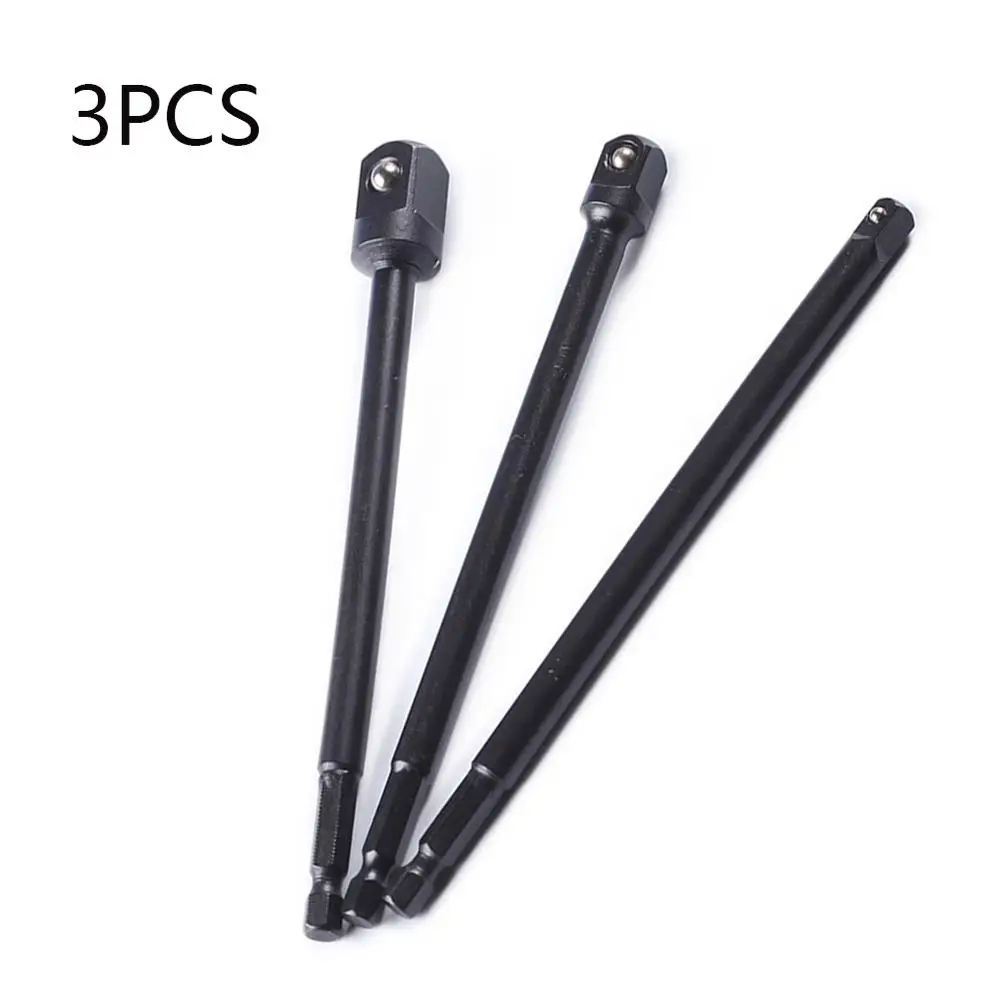 

3PCS Hex Handle to Square Head Sleeve Post Turn Electric Wrench Post (Black) 150MM extension adapters