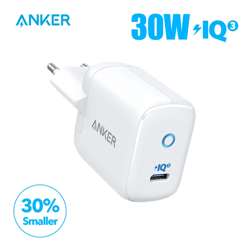 Fast Charger Anker 30W PIQ 3.0 type c charger PowerPort III Mini Compact  for iPhone 12 usb charger for xiaomi 12 65w charger phone