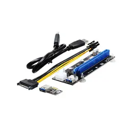 ПК PCIe1X до 16X карта расширения PCI express USB 3,0 кабель для передачи данных SATA до 4Pin IDE Molex блок питания для Шахтерская машина