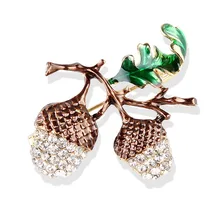 Стразы СОСНОВЫХ ШИШЕК, эмалевые броши в виде Для мужчин Для женщин растения, держащих букет невесты на свадьбе, банкетная, праздничная брошь из дуба желуди
