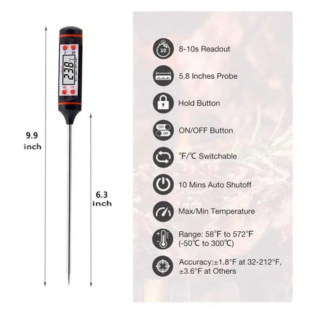 Lcd Digitális Konyhai Szonda Hőmérő Élelmiszer Főzés Folyékony Hús Bbq Tej Tőkehalhoz - Image 4