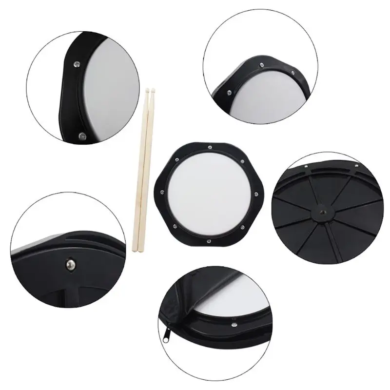 Черный и белый 10 дюймов моделирование пластик немой барабан Практика Pad набор большая эластичность