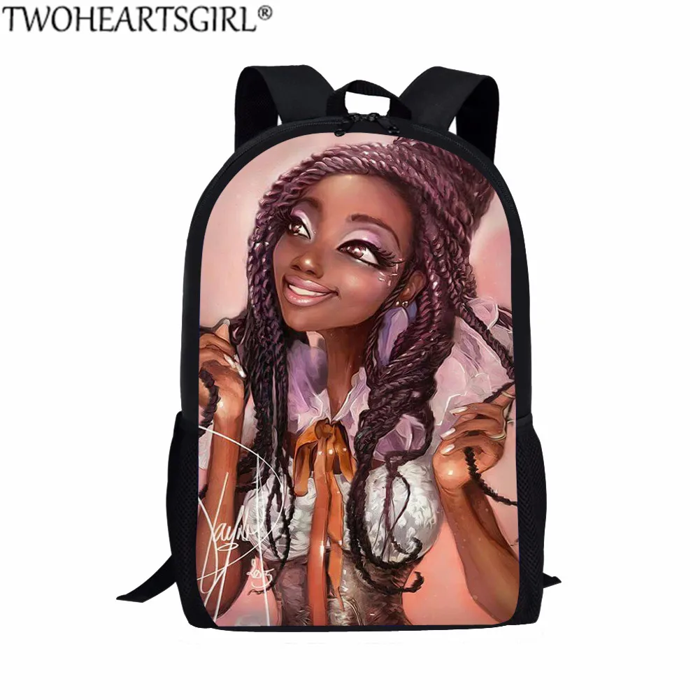 Twoheartsgirl меланин в африканском стиле с принтом для девочек, школьная сумка для девочек Для женщин ноутбук рюкзак 3 шт./компл. младшего школьника Rrucksack - Цвет: LH1250C