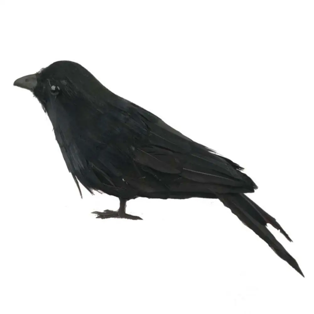 Птица ворона черная перьевая Реалистичная на Хэллоуин антигельминтная лужайка