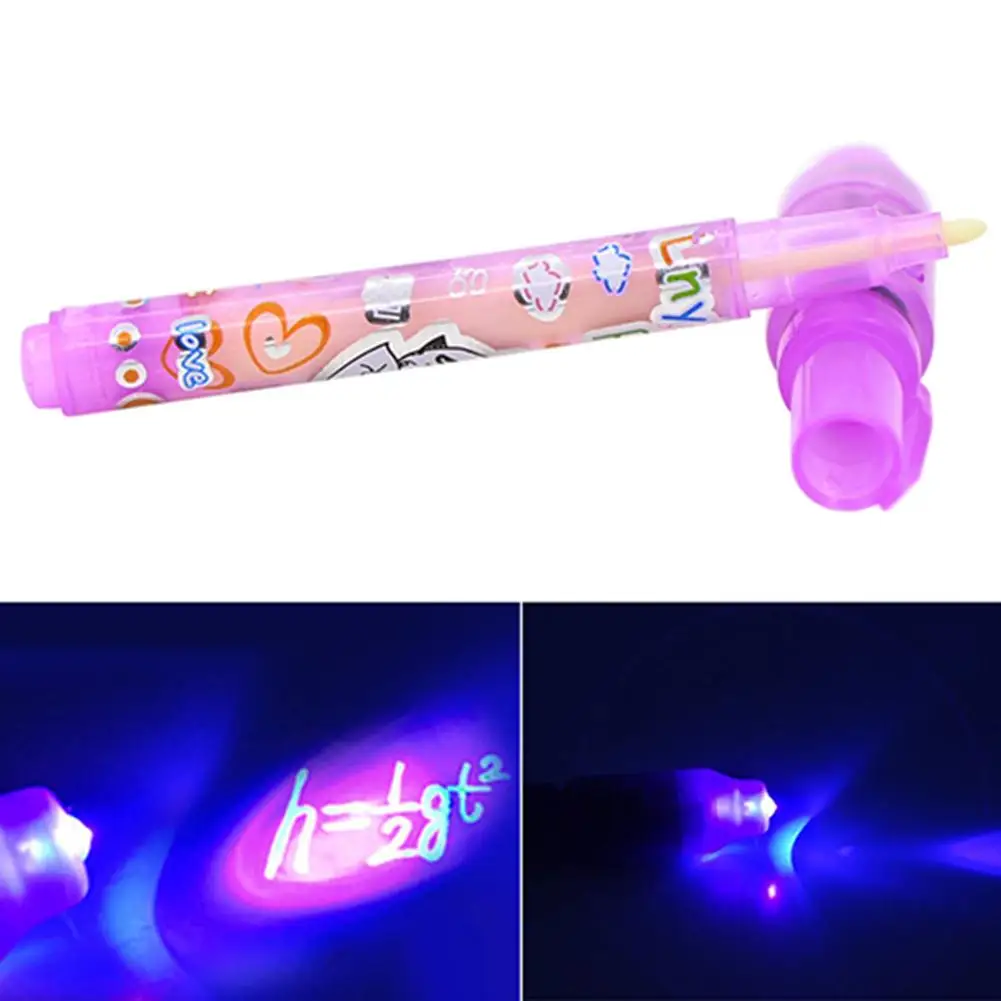 

Creative Secret Message Invisible Ink Pen with UV Black Light Kid Student Gift mini LED UV black light with batteries hot sales!