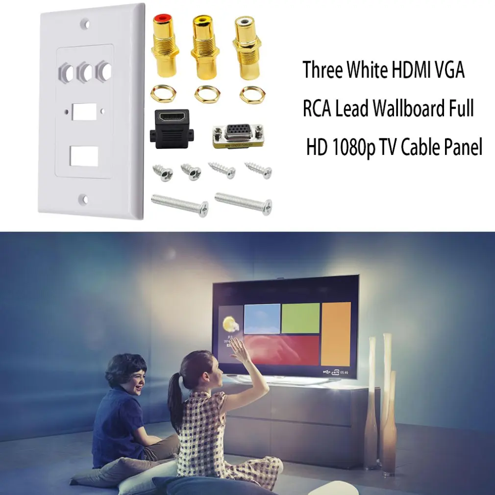 Практичный двойной порт подключения Белый Hdmi Vga Rca выводная настенная пластина Full