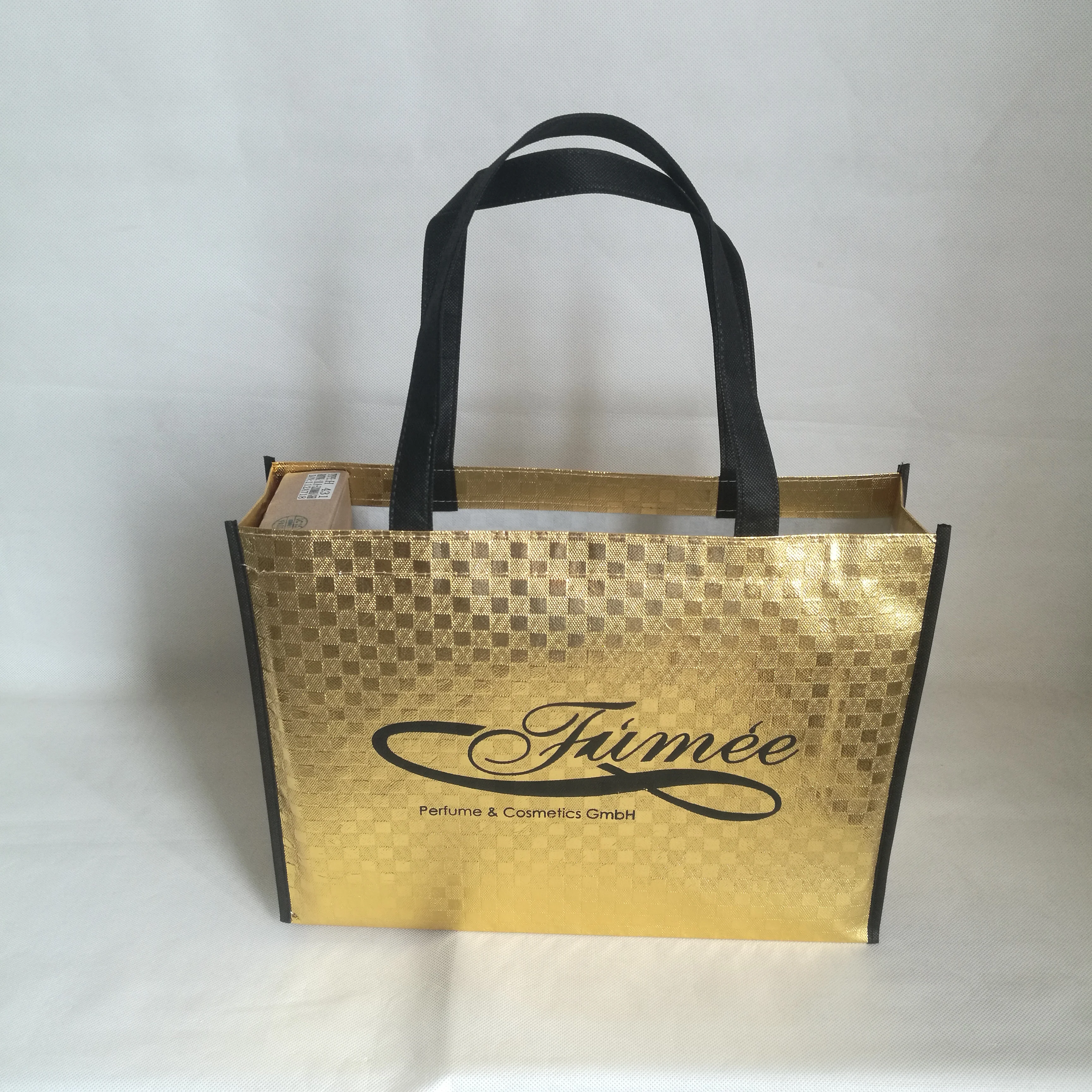 Опт на заказ 500 шт/партия Дешевые Модные роскошный нетканый складной лазерный ламинированные сумки для покупок с ручкой с печатью вашего логотипа