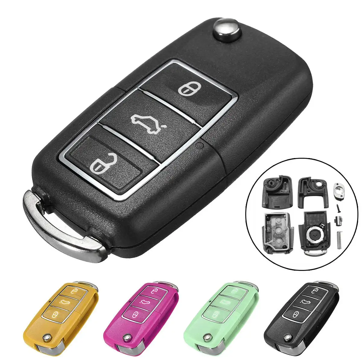 

3 Buttons Remote Key Shell Flip Folding Car Key Replacement For VW Golf 4 5 Passat B5 B6 polo Touran For Seat/Skoda