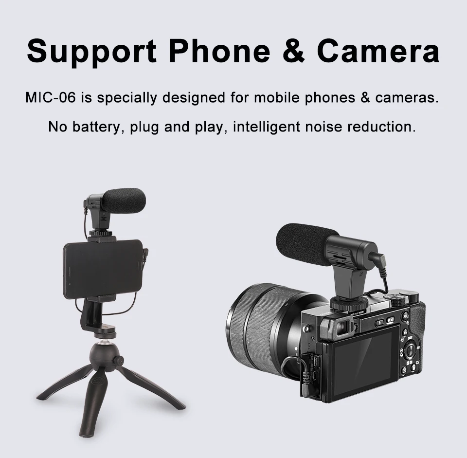 MAMEN 3.5mm Plug Video Recording Microphone 3M Distance Cardioid Pickup for Canon Sony Nikon DSLR Camera Phone Vlog Interview