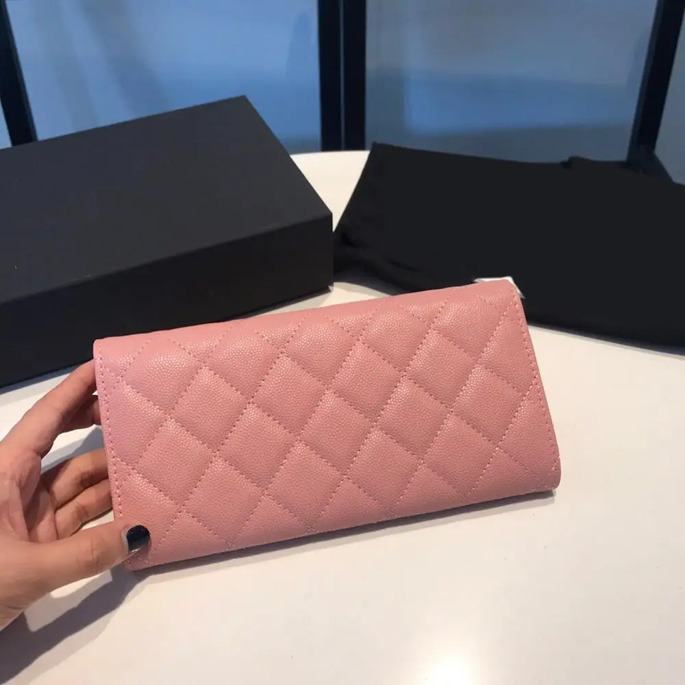 

free shipping high and top quality fashion and pretty genuine cow leather women long wallet 19cm 12 color