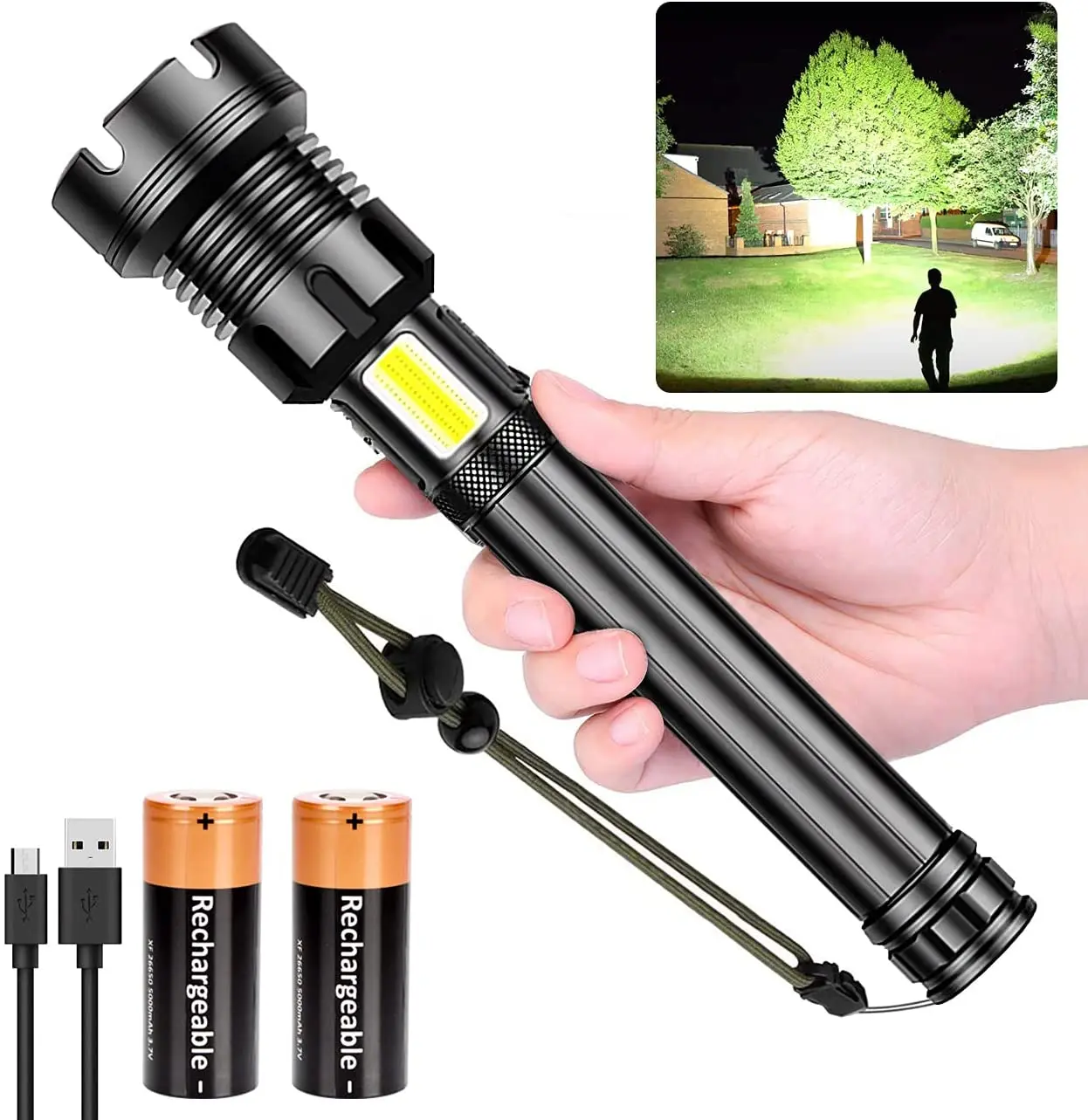 Rechargeable Flashlight 90000 Lumens Led Flashlight Upgraded P70 7 Modes Lighting Zoomable for Outdoor Emergency