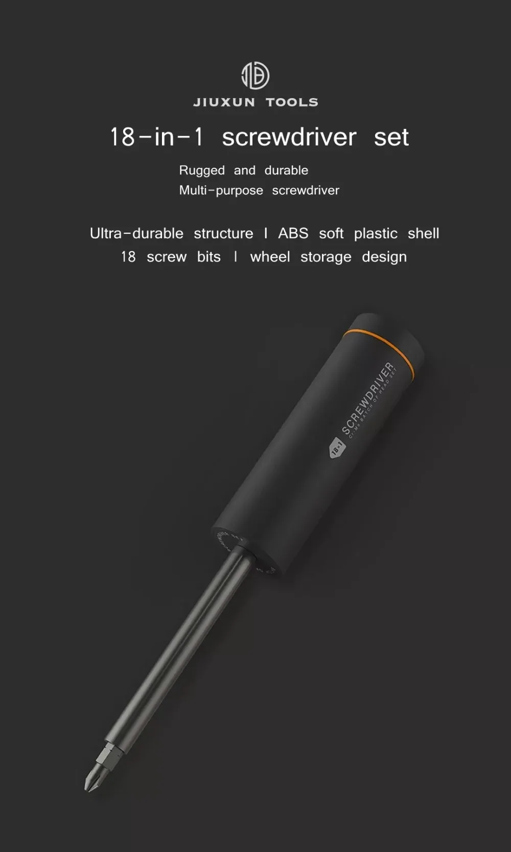 Newest Xiaomi Mijia Youpin JIUXUN 18-in-1 screwdriver set black suit 18 fine batches wheel storage design a top screwdriver (2)