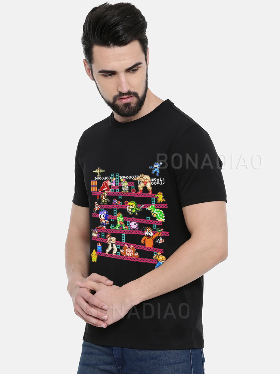 Футболка для аркадной игры Donkey Kong Collage, футболка в винтажном стиле для игры FC, футболка из хлопка размера плюс LA Camiseta