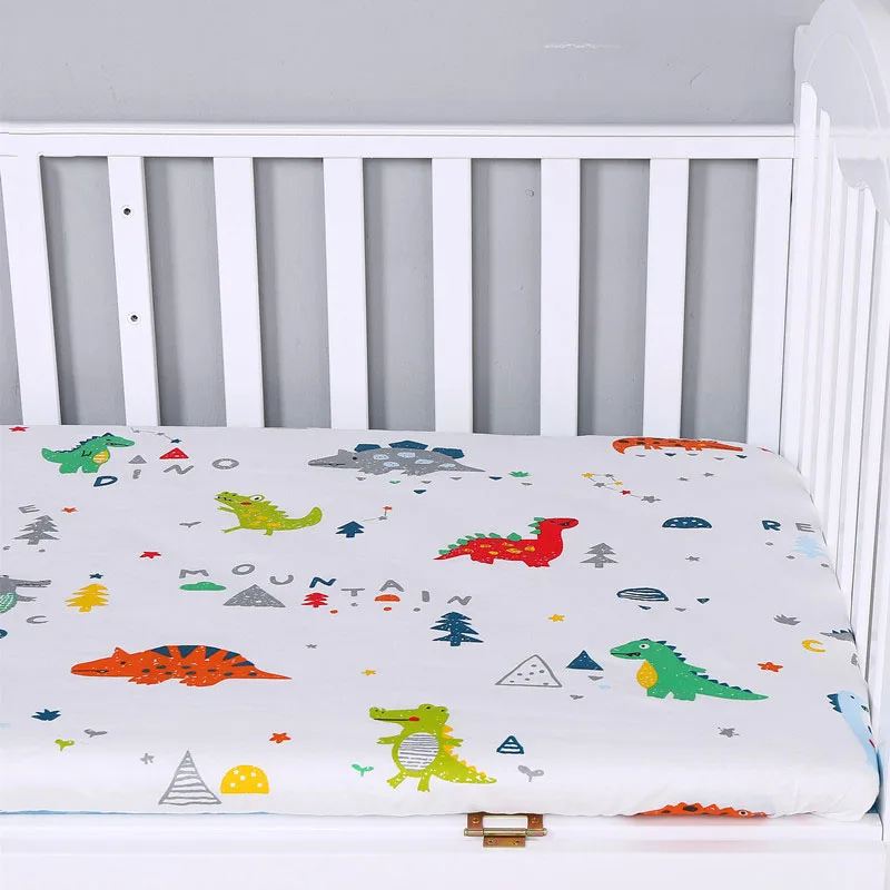 Хлопковая кроватка простыня Мягкая дышащая детская наматрасник мультфильм постельные принадлежности для новорожденных для кроватки размер 120x65 см - Цвет: 22