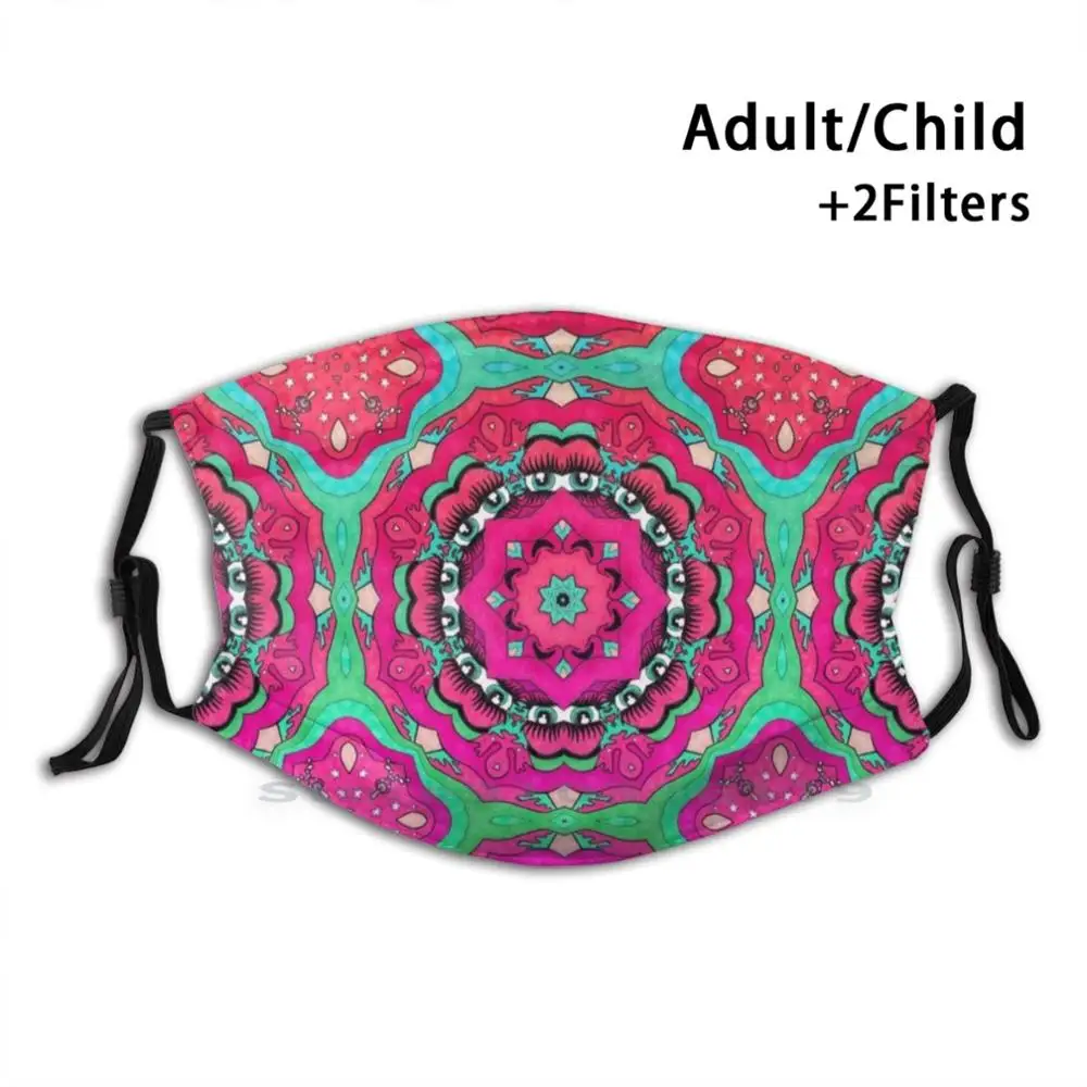 

Shroom Design Anti Dust Filter Washable Face Mask Kids Psychedelic Art Esoteric Art Hand Drawn Esoteric Eyes Mushrooms