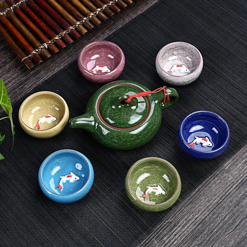 Разноцветный Здоровый чайный сервиз, послеобеденный чайный сервиз для офиса, чайная комната и домашняя китайская чайная церемония для отдыха, чайные инструменты кунг-фу, чайный горшок и чашка
