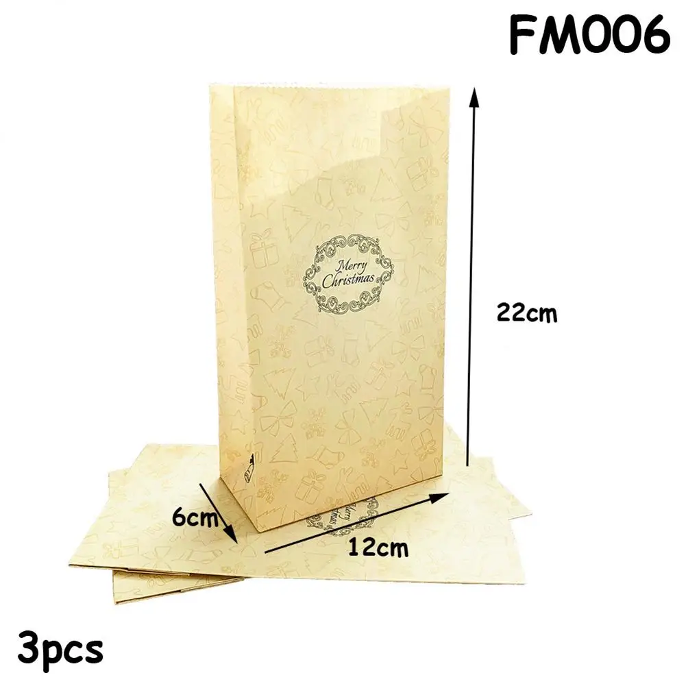 Christmas Gift Bags Calendar Paper Bags Reusable Candy Cookie Bread Storage Bag Christmas Decoration For Home Kids Gifts