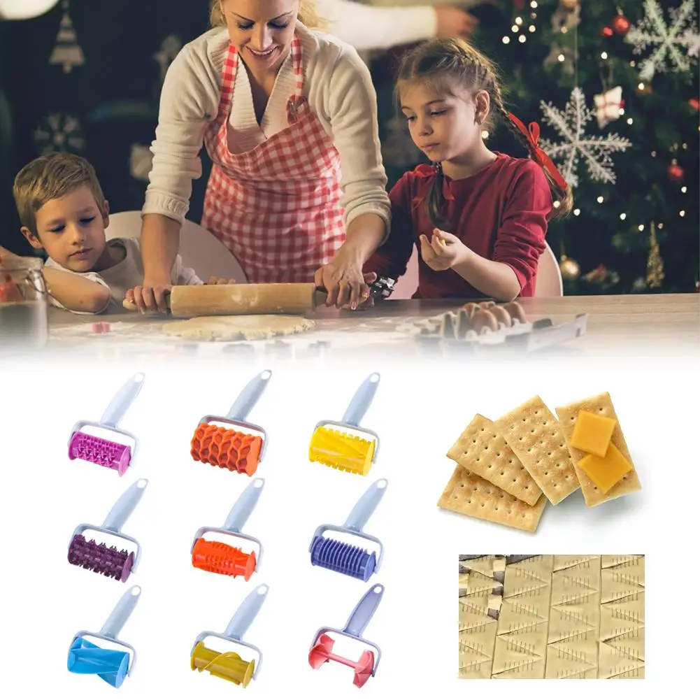 

Cake Fondant Strip Ribbon Cutter Lattice Embosser Dough Roller Craft Cake Pattern Decor Cracker Slices Baking Tools Christmas #