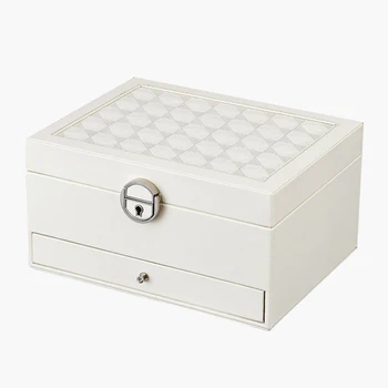 

Storage Organizer Display Rings Travel Earrings Makeup Organizer Jewelry Box Multi Layer Stud Simple Solid Portable With Key