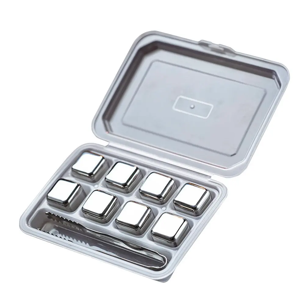 

Whisky Stones Ice Cubes Set Reusable Food Grade Stainless Steel Wine Cooling Cube Chilling Rock Party Bar Tool With Clip