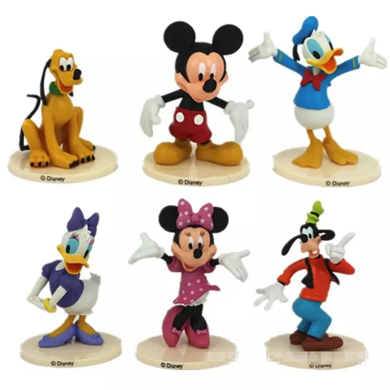 

Original Disney Mickey Mouse House Goofy Bluto Donald Duck Action Figure Cake Decoration 6 Pcs/Set Birthday Gifts for Children