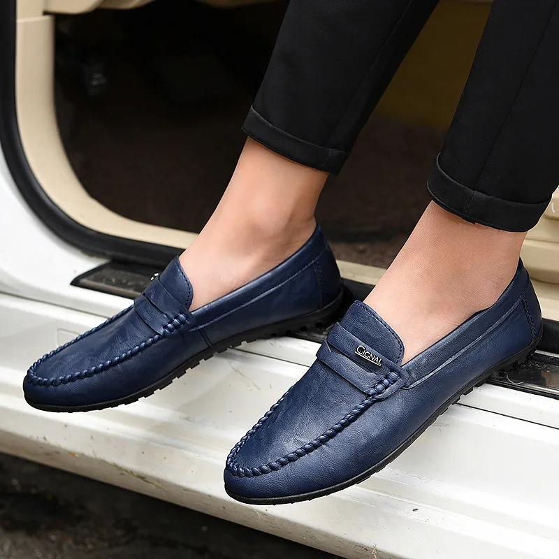 

Fashion Leisure Men Leather Loafer Shoes PU Soft Comfy Slip On Driving Shoes Solid Spring Autumm Flat Footwear