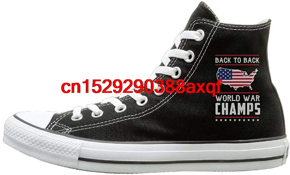 

Men's Women's Custom High-Top Lace Up Canvas Shoe,Back-to-Back World War Champs Canvas Sneaker For Boys Girls