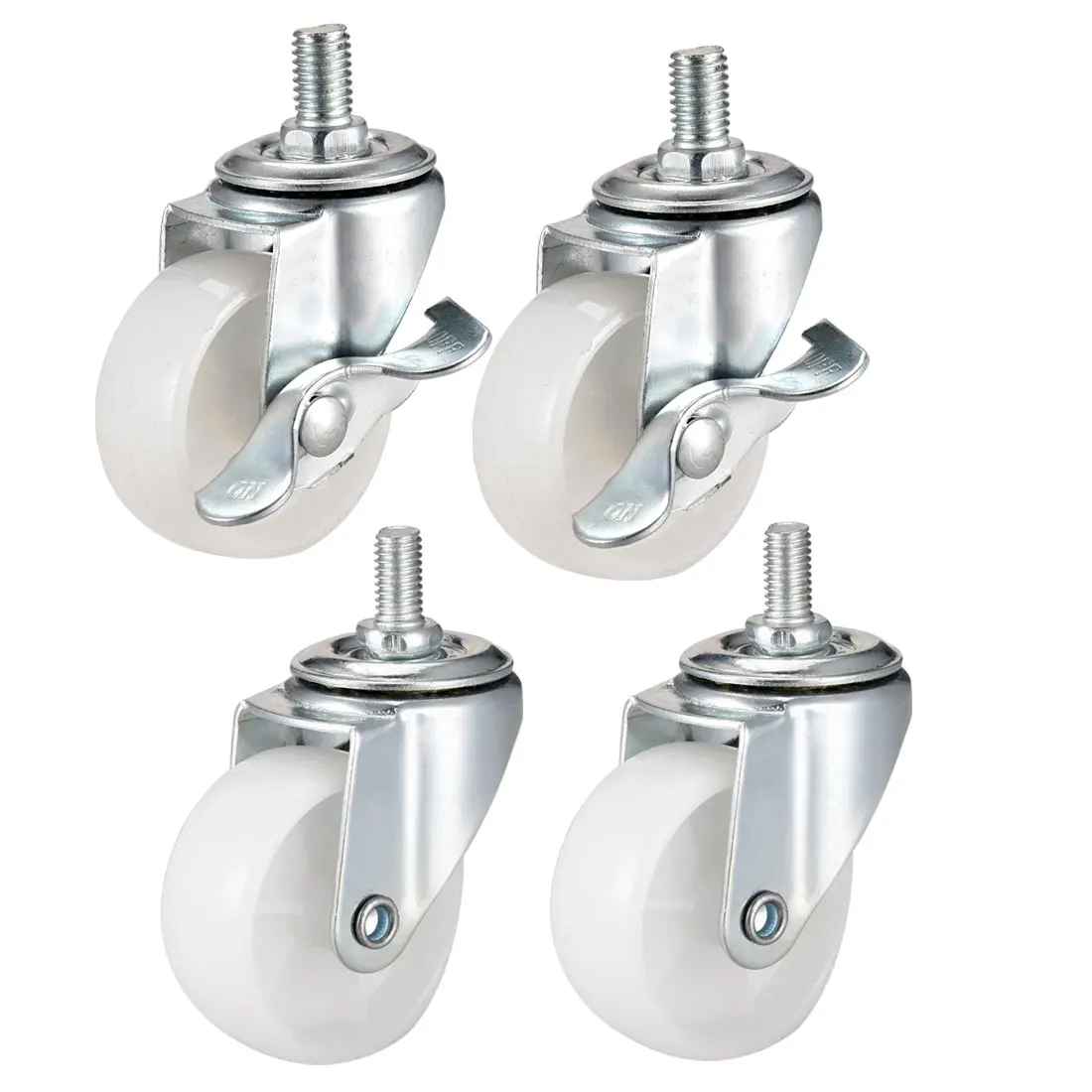 

uxcell 2 Inch 1.5 Inch Swivel Caster Wheels PP 360 Degree Threaded Stem Caster Wheel with Brake no Brake