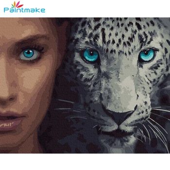 

Paintmake Leopard DIY Paint By Numbers Women Oil Painting On Canvas Unique For Home Wall decor Art Picture for Adult