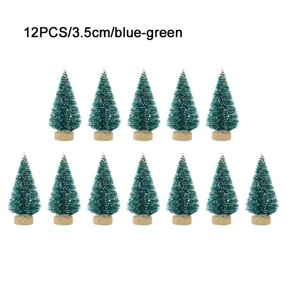 12 шт. мини-елка из сизаля, шелк, кедр-украшение, маленькое Рождественское дерево-золото, серебро, синий, зеленый, белый, мини-дерево - Цвет: 3.5cm