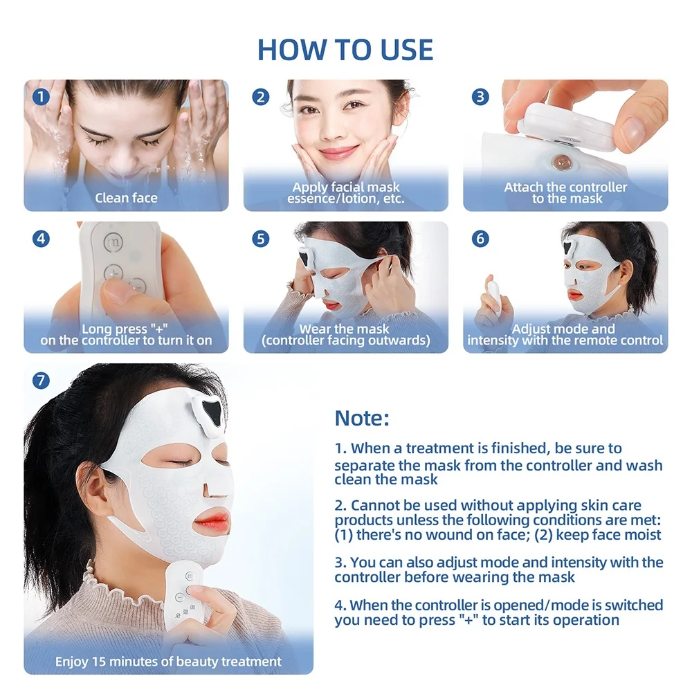Electronic EMS Facial Mask Face Lifting Vibration Massager Face Brighten Mask Beauty Machine Skin Moisturize Anti Wrinkle Mask 6