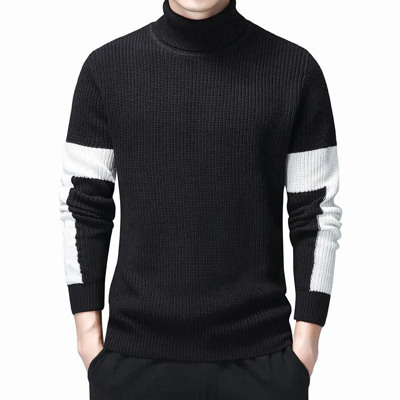 Водолазка мужские свитера хлопок лоскутное пуловеры Зимняя Повседневная теплая одежда пуловеры с длинными рукавами и свитер Pull Homme