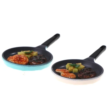 

1/12 Scale Dollhouse Miniature Mini Steak Frying Pan Model Kitchen Accessories