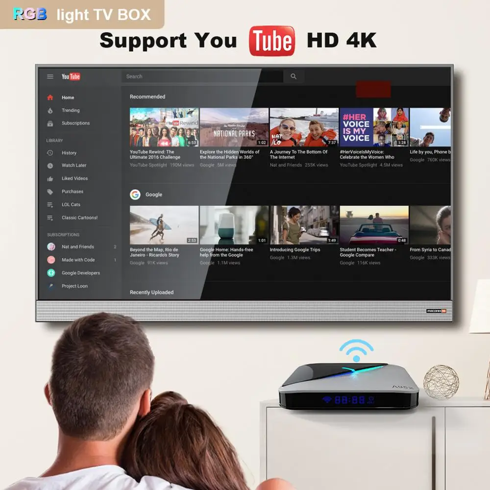 Tanie A95X F3 powietrza światło rgb tv, pudełko z systemem Android 9.0 procesor Amlogic S905X3 smart tv box 4GB 64GB podwójny Wifi 4K 60fps Netflix Youtube 4K odtwarzacz multimedialny