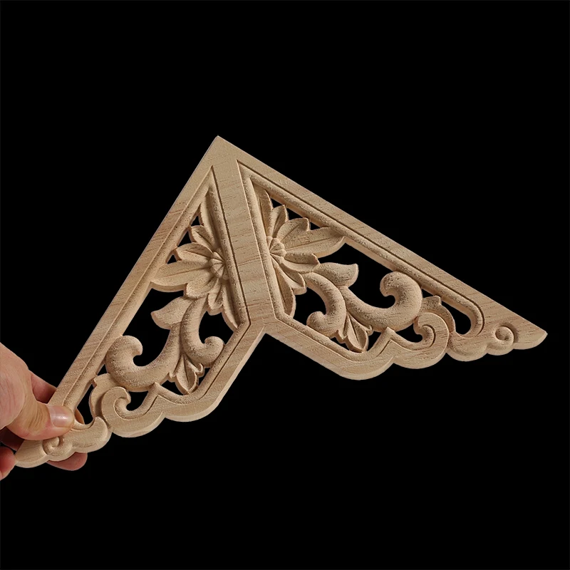 Wood Appliques Corner Flower Exquisite Carving Natural Furniture Wooden Mouldings Vintage Unpainted Accessories Decoration Decal For ornament crafts,miniature ornament,wooden figurine crafts,resin crafts,wood figurines