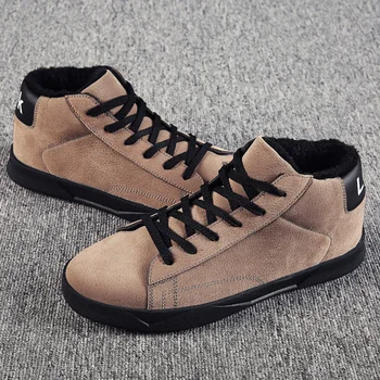 

Mens High-top Cow Suede Shoes Men 2019 New Spring Autumn Top Fashion Sneakers Lace-up High Style Colors Man Black Shoes *6675