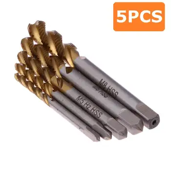 

5PCS/Set HSS M3 M4 M5 M6 M8 Machine Spiral Point Straight Fluted Screw Taps Set Threading Metric Plug Drill Tap Tools Set New